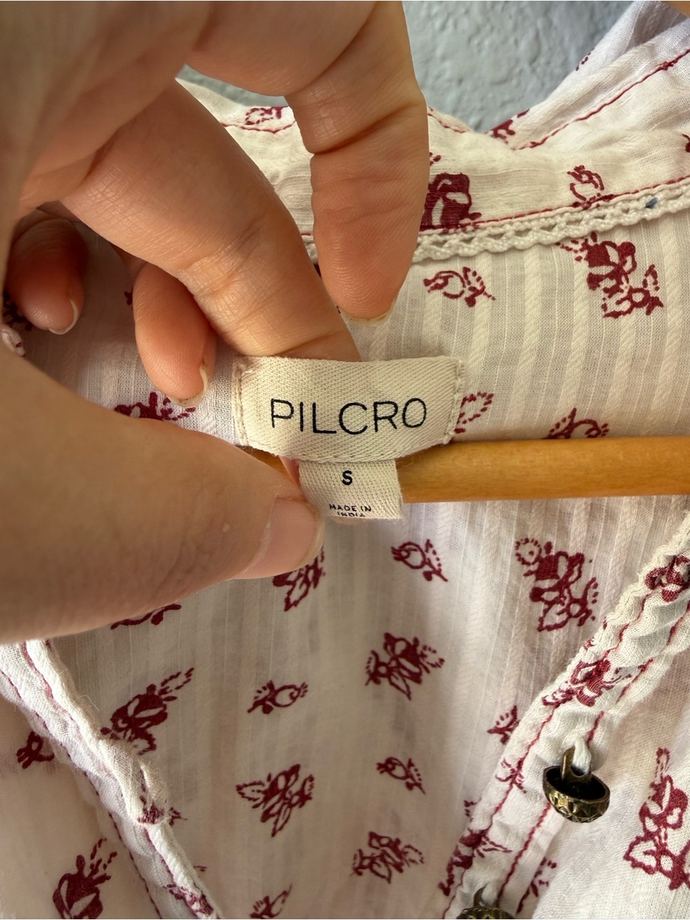 Anthropologie Pilcro Boho Floral Puff Sleeve Cotton Peasant Blouse Small - Picture 10 of 11